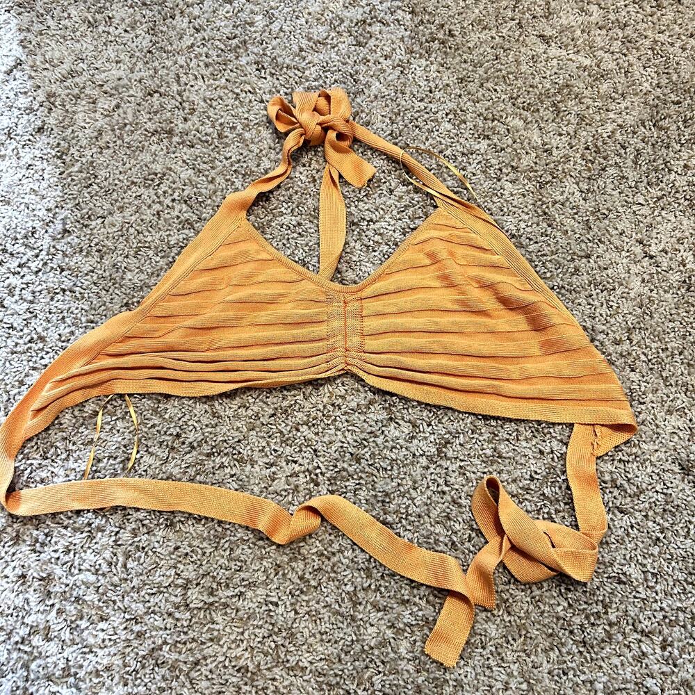 Le Lis Orange Tie Crop Top